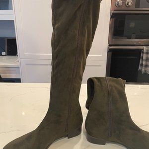 Ron White Olive Stretch Eco Suede Boot Size Euro 40/US 9.5 NEW